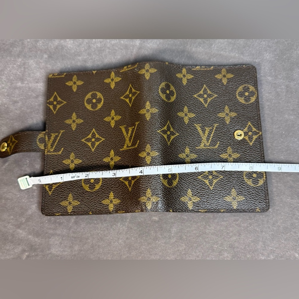 Louis Vuitton Monogram small rings Agenda wallet book brown tan leather EUC - Picture 10 of 12